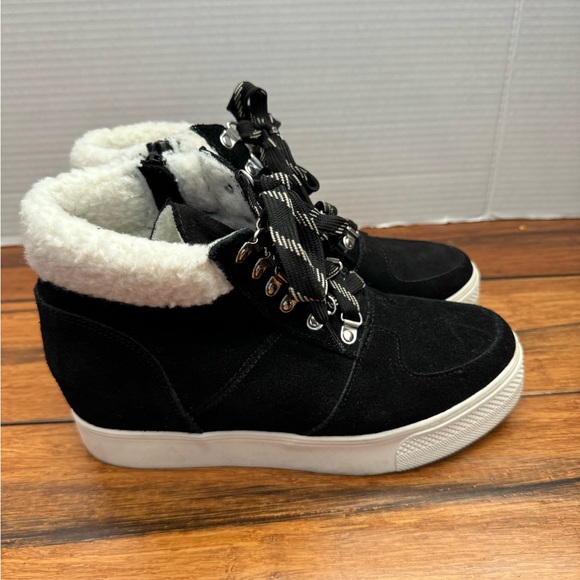 Steve Madden Women's Suede Sherpa Lined Lace Up Ankle Winter Boots Size 7 - Picture 7 of 10